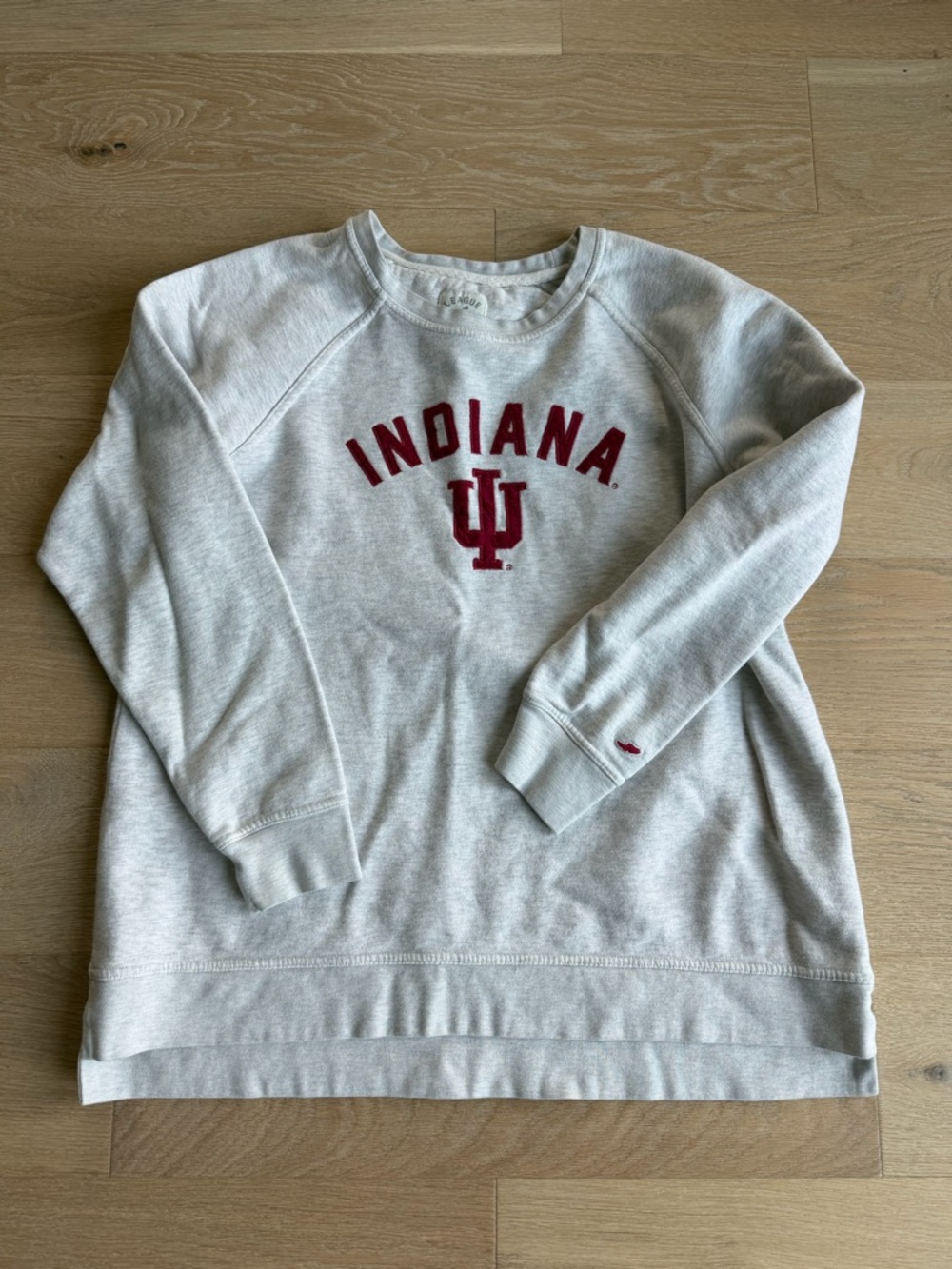 League Indiana IU Gray Crewneck Sweatshirt with Red Logo